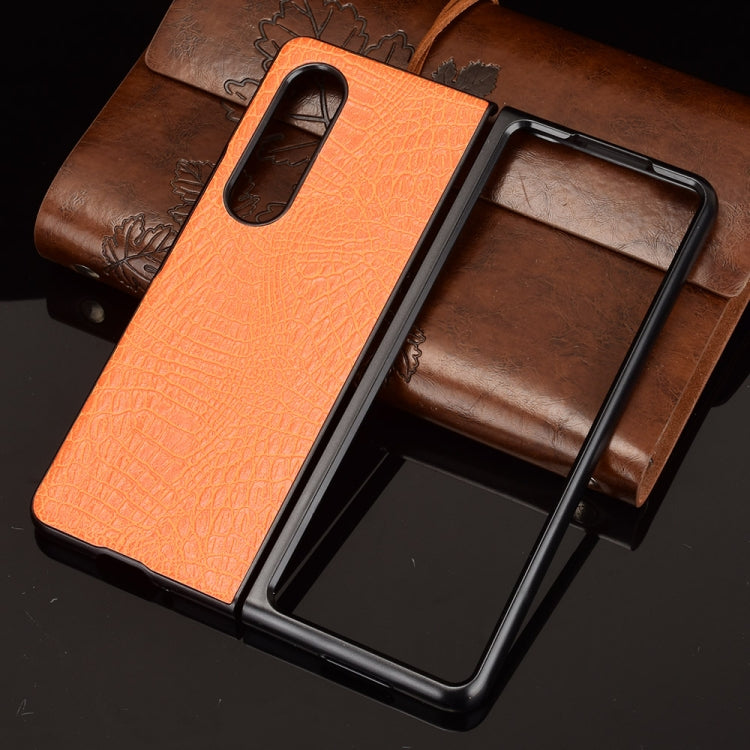 For Samsung Galaxy Z Fold3 5G Shockproof Crocodile Texture PC + PU Case(Orange)