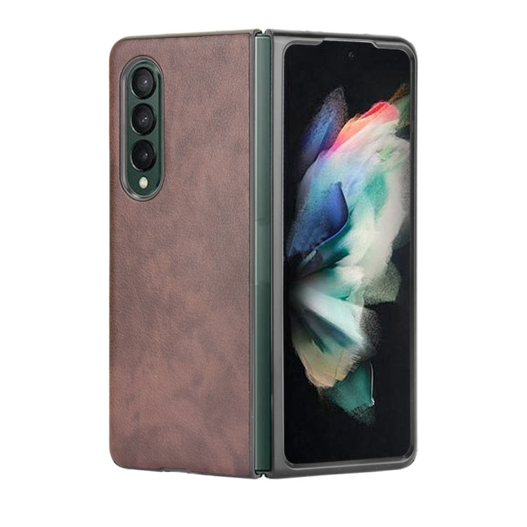For Samsung Galaxy Z Fold3 5G Shockproof Litchi Texture PC + PU Case(Brown)