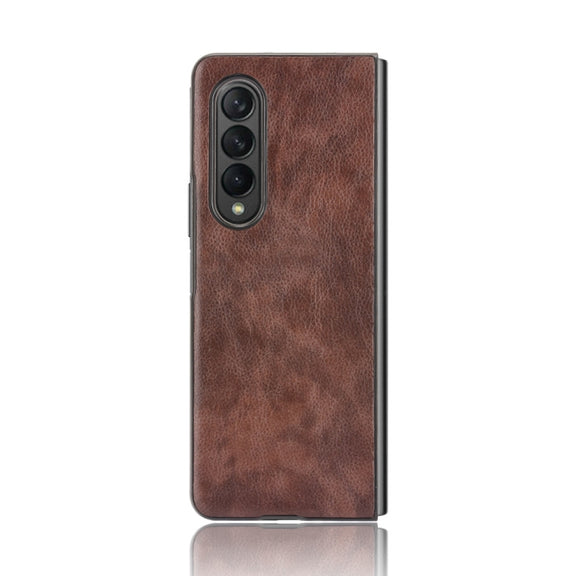 For Samsung Galaxy Z Fold3 5G Shockproof Litchi Texture PC + PU Case(Brown)