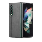For Samsung Galaxy Z Fold3 5G Shockproof Sewing Cow Pattern Skin PC + PU + TPU Case(Black)