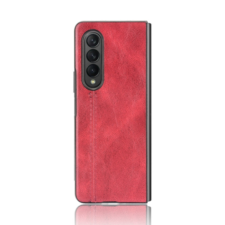 For Samsung Galaxy Z Fold3 5G Shockproof Sewing Cow Pattern Skin PC + PU + TPU Case(Red)
