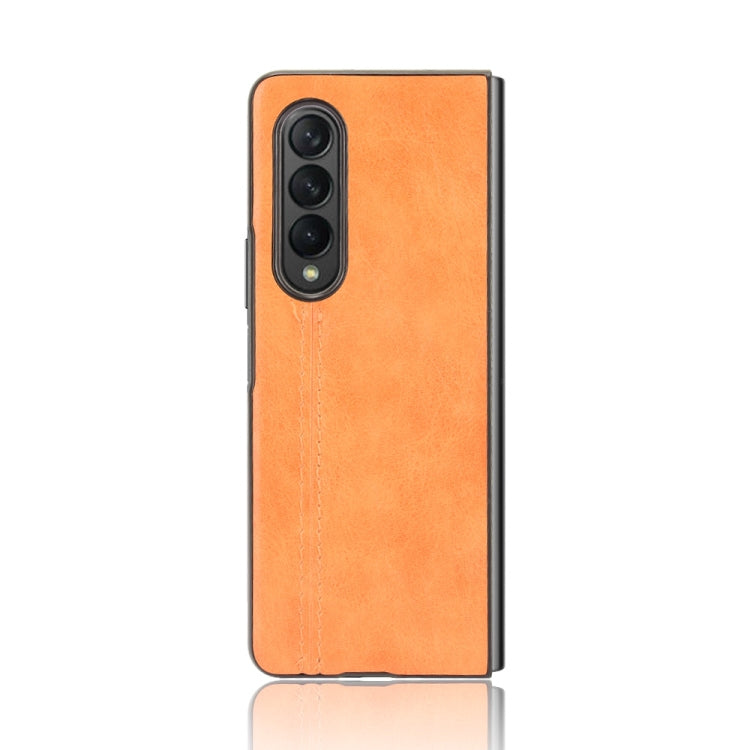 For Samsung Galaxy Z Fold3 5G Shockproof Sewing Cow Pattern Skin PC + PU + TPU Case(Orange)