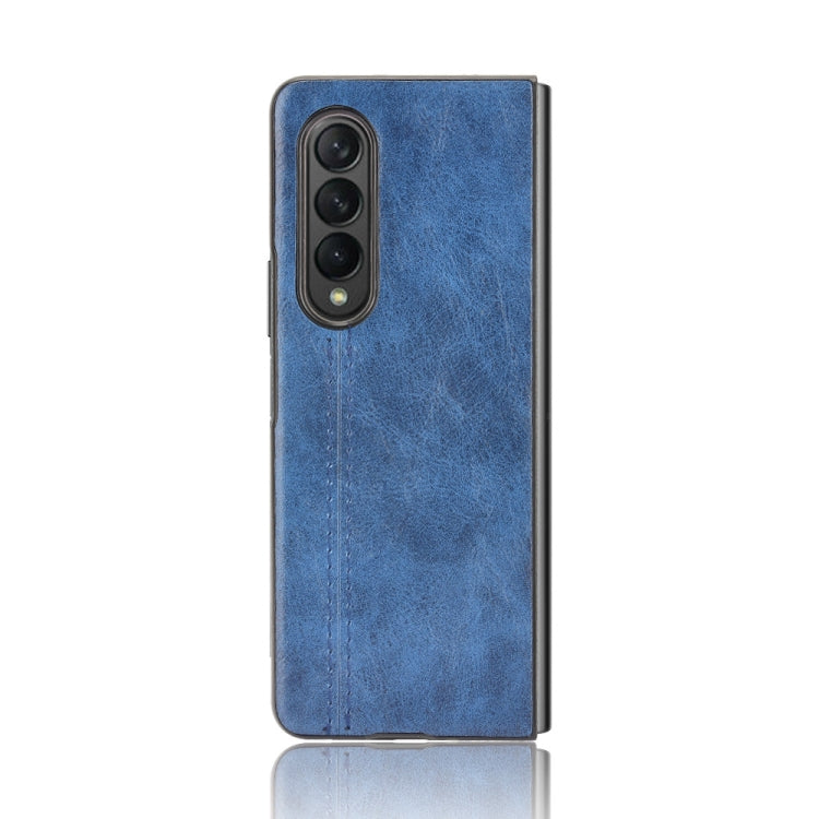 For Samsung Galaxy Z Fold3 5G Shockproof Sewing Cow Pattern Skin PC + PU + TPU Case(Blue)