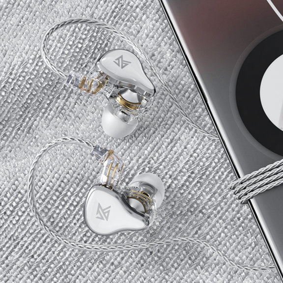 KZ ZAS 16-unit Ring Iron In-ear Wired Earphone, Mic Version(White)