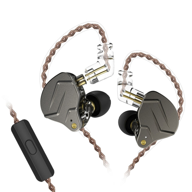 KZ ZSN Pro Ring Iron Hybrid Drive Metal In-ear Wired Earphone, Mic Version(Grey)