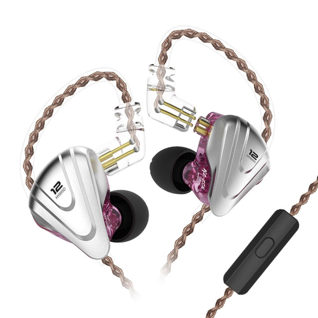 KZ ZSX 12-unit Ring Iron Metal Gaming In-ear Wired Earphone, Mic Version(Purple)
