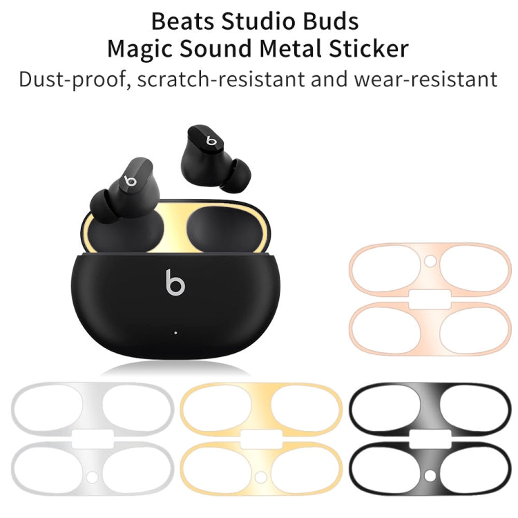For Beats Studio Buds Wireless Bluetooth Earphone Magic Sound Metal Protective Sticker(Silver)
