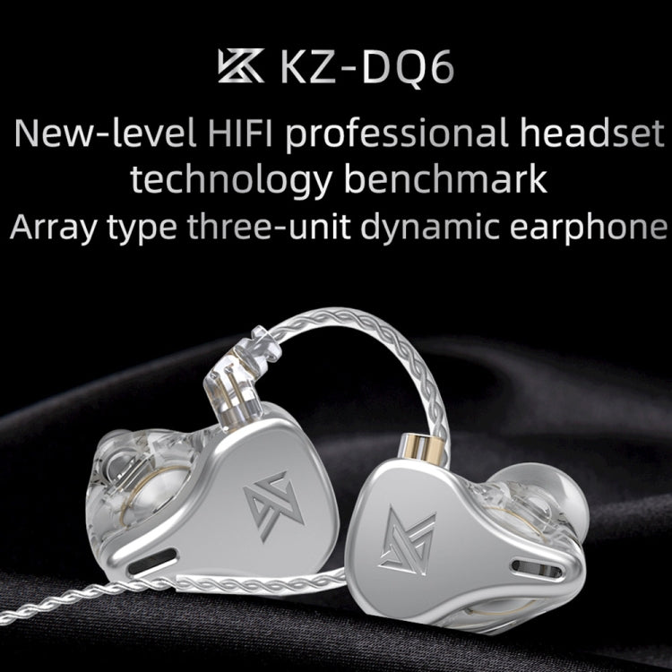 KZ DQ6 3-unit Dynamic HiFi In-Ear Wired Earphone No Mic(Grey)