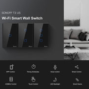 Sonoff T3 US-TX 433 RF WIFI Smart Remote Control Wall Touch Switch, US Plug, Style:Single Button