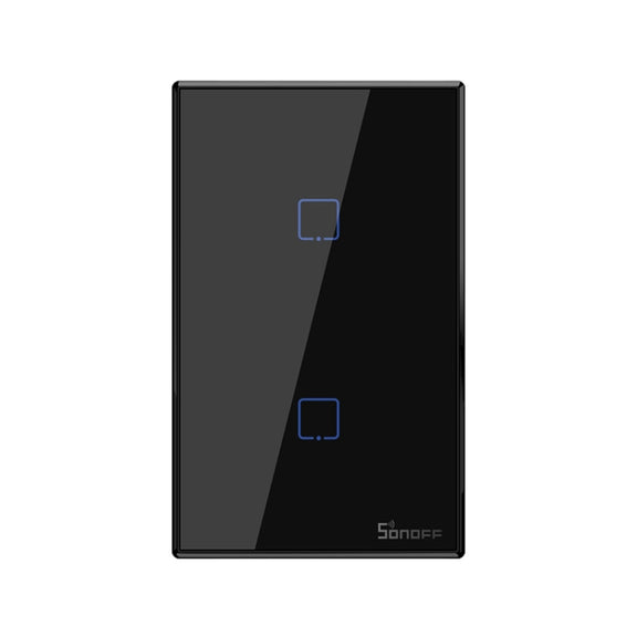 Sonoff T3 US-TX 433 RF WIFI Smart Remote Control Wall Touch Switch, US Plug, Style:Double Buttons
