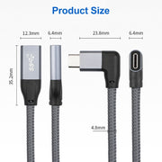 100W USB-C / Type-C Elbow Male to USB-C / Type-C Female Full-function Data Extension Cable, Cable Length:0.5m