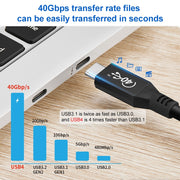 100W USB-C / Type-C 4.0 Male to USB-C / Type-C 4.0 Male Full-function Data Cable for Thunderbolt 3, Cable Length:1m