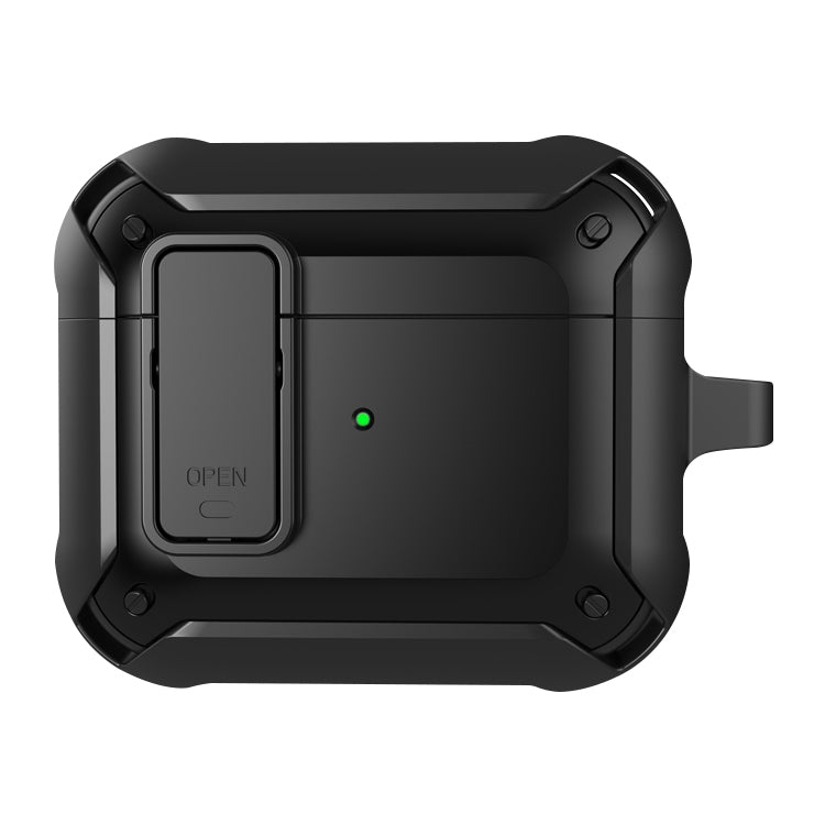 Wireless Earphones Shockproof Bumblebee Silicone Protective Case with Switch & Hook For AirPods 3(Black)