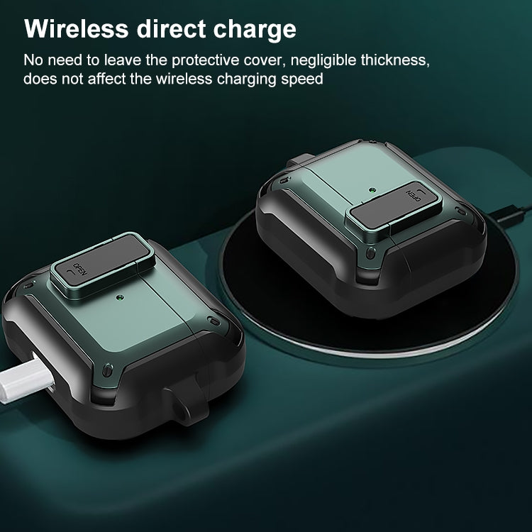 Wireless Earphones Shockproof Bumblebee Silicone Protective Case with Switch & Hook For AirPods 3(Black)