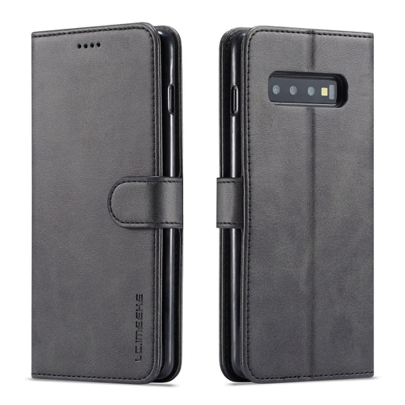 For Galaxy S10 LC.IMEEKE Calf Texture Horizontal Flip Leather Case, with Holder & Card Slots & Wallet(Black)