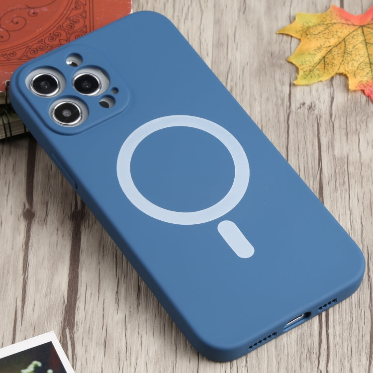For iPhone 13 Pro Max Liquid Silicone Shockproof Magsafe Case (Navy Blue)