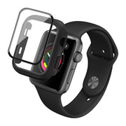 IMAK Shockproof PC Protective Case with Tempered Glass Film For Apple Watch Series 3 & 2 & 1 42mm(Black) - Watch Cases by imak