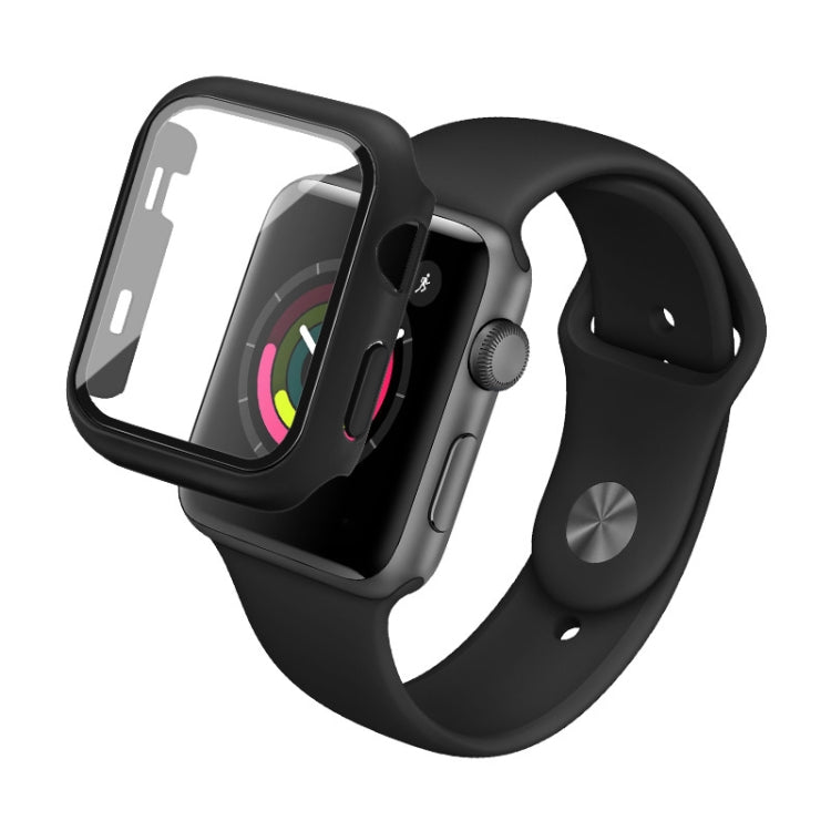IMAK Shockproof PC Protective Case with Tempered Glass Film For Apple Watch Series 3 & 2 & 1 42mm(Black) - Watch Cases by imak