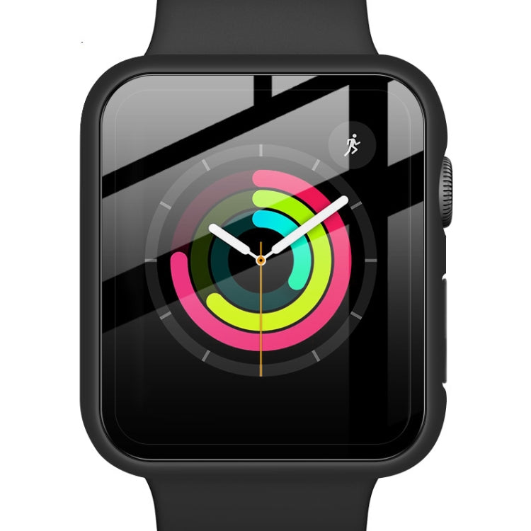 IMAK Shockproof PC Protective Case with Tempered Glass Film For Apple Watch Series 3 & 2 & 1 42mm(Black) - Watch Cases by imak