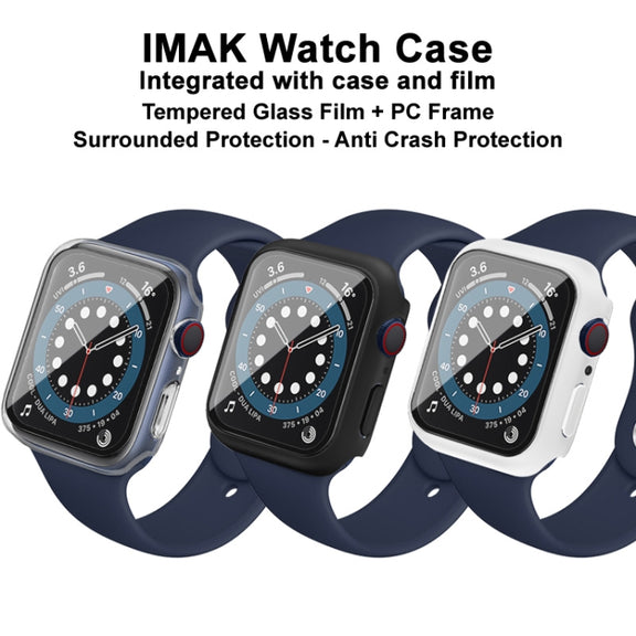 IMAK Shockproof PC Protective Case with Tempered Glass Film For Apple Watch Series 6 & SE & 5 & 4 40mm(White) - Watch Cases by imak