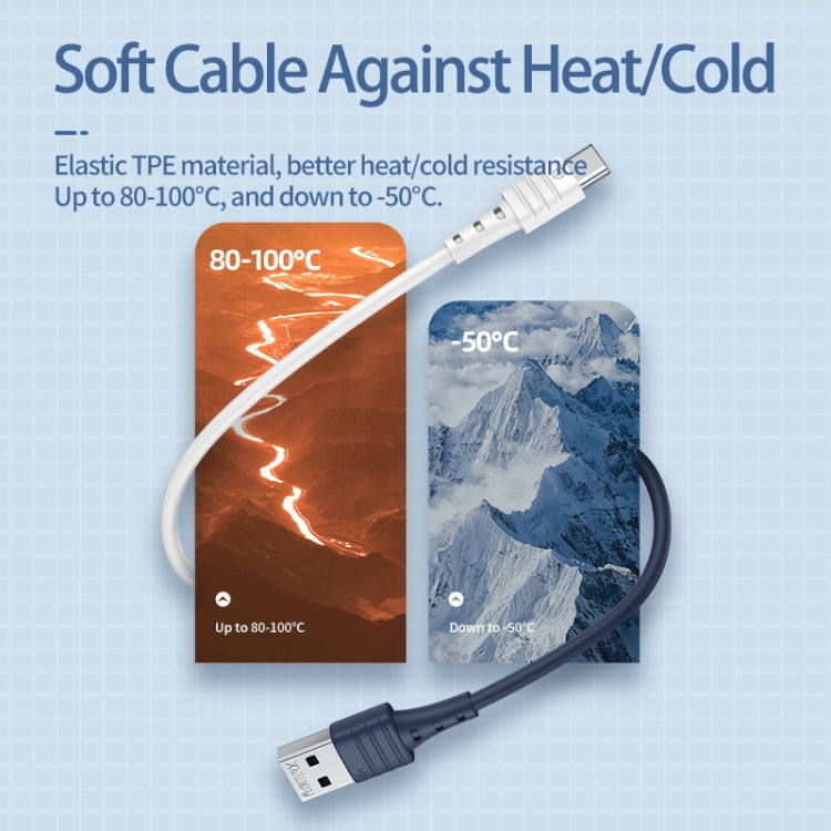 REMAX RC-179a 2.4A Type-C / USB-C High Elastic TPE Fast Charging Data Cable, Length: 1m(White)