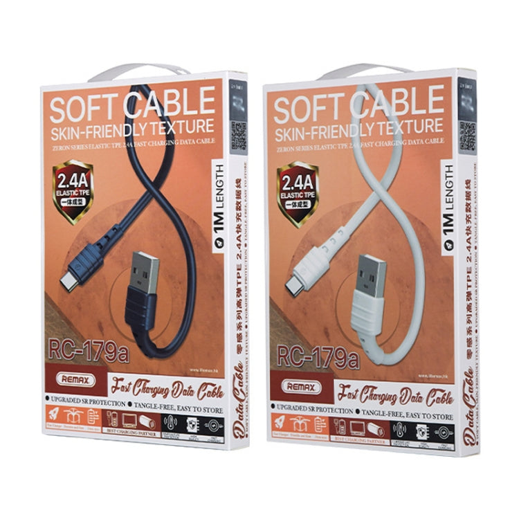 REMAX RC-179a 2.4A Type-C / USB-C High Elastic TPE Fast Charging Data Cable, Length: 1m(White)