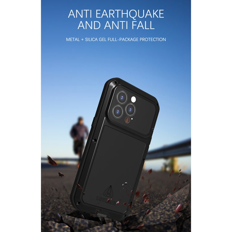For iPhone 13 Pro LOVE MEI Metal Shockproof Life Water-resistant Dustproof Protective Phone Case (Yellow)