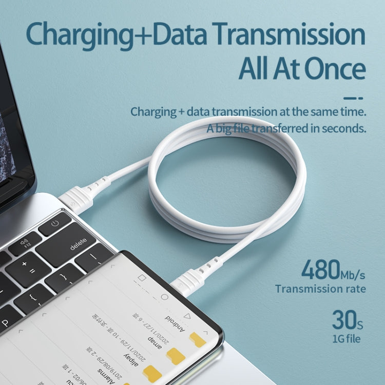 REMAX RC-179m  2.4A Micro USB High Elastic TPE Fast Charging Data Cable, Length: 1m(White)