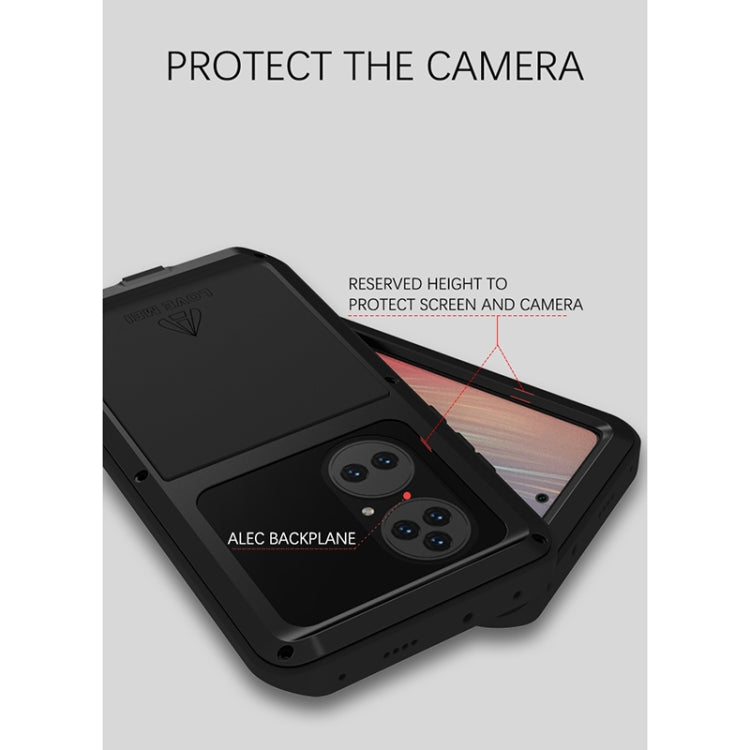 For Huawei P50 Pro LOVE MEI Metal Shockproof Water-resistant Dustproof Protective Phone Case without Glass(Black)