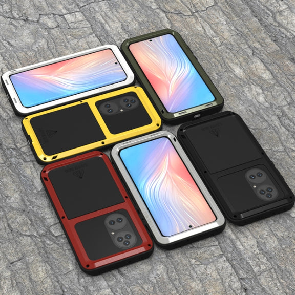 For Huawei P50 Pro LOVE MEI Metal Shockproof Water-resistant Dustproof Protective Phone Case without Glass(Black)