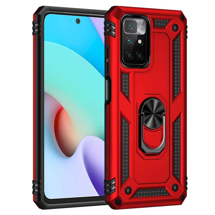 For Xiaomi Redmi 10 Shockproof TPU + PC Phone Case with 360 Degree Rotating Holder(Red)