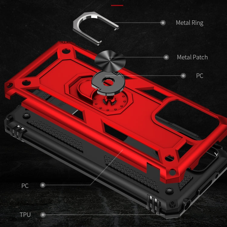 For Xiaomi Redmi 10 Shockproof TPU + PC Phone Case with 360 Degree Rotating Holder(Red)