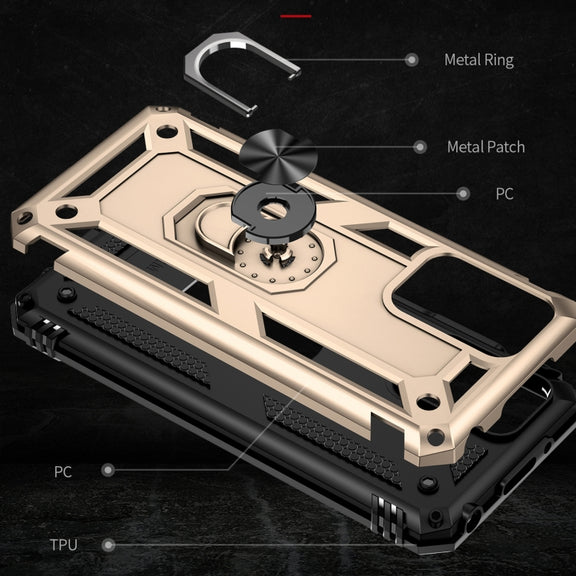 For Xiaomi Redmi 10 Shockproof TPU + PC Phone Case with 360 Degree Rotating Holder(Gold)