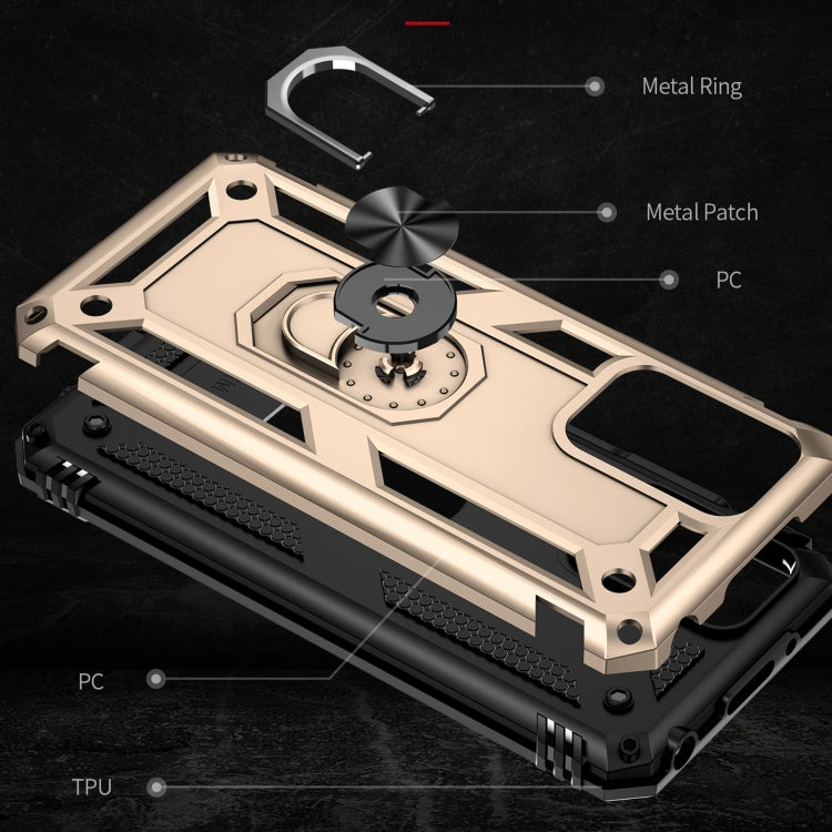 For Xiaomi Redmi 10 Shockproof TPU + PC Phone Case with 360 Degree Rotating Holder(Gold)