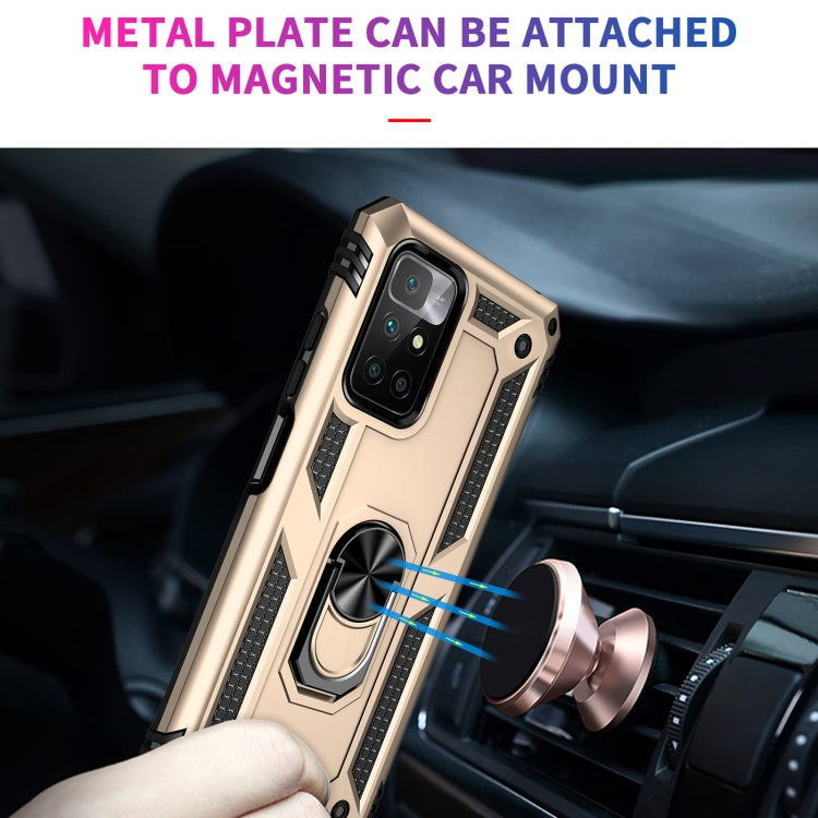 For Xiaomi Redmi 10 Shockproof TPU + PC Phone Case with 360 Degree Rotating Holder(Gold)
