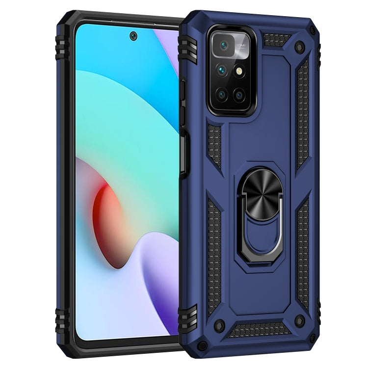 For Xiaomi Redmi 10 Shockproof TPU + PC Phone Case with 360 Degree Rotating Holder(Blue)