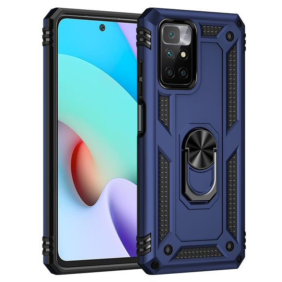 For Xiaomi Redmi 10 Shockproof TPU + PC Phone Case with 360 Degree Rotating Holder(Blue)