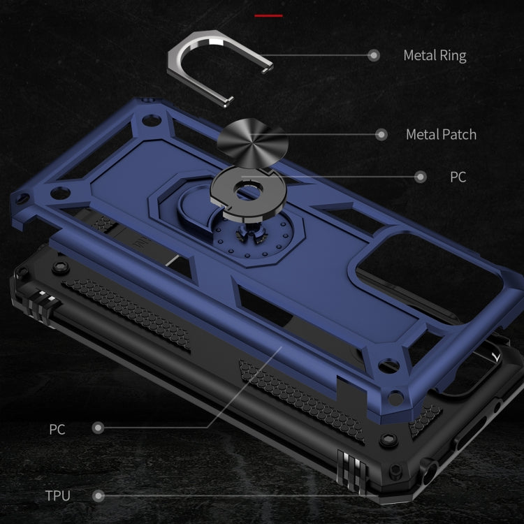 For Xiaomi Redmi 10 Shockproof TPU + PC Phone Case with 360 Degree Rotating Holder(Blue)