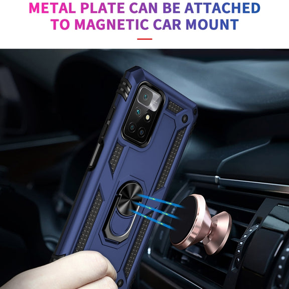 For Xiaomi Redmi 10 Shockproof TPU + PC Phone Case with 360 Degree Rotating Holder(Blue)