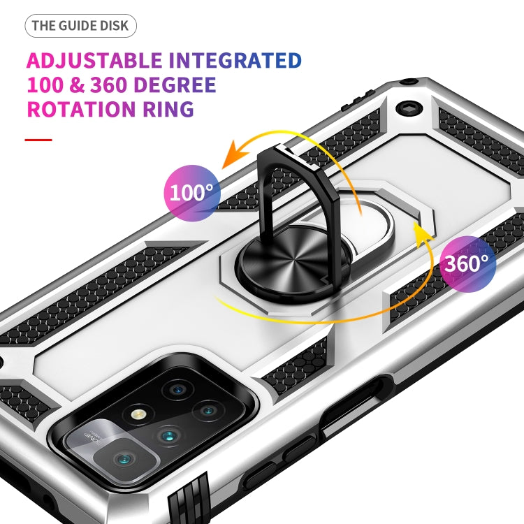 For Xiaomi Redmi 10 Shockproof TPU + PC Phone Case with 360 Degree Rotating Holder(Silver)