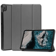 For Nokia T20 Three-folding Holder Custer Texture Leather Tablet Case(Grey) - Nokia by PMC TechLife | Online Shopping South Africa | PMC TechLife | Buy Now Pay Later Mobicred