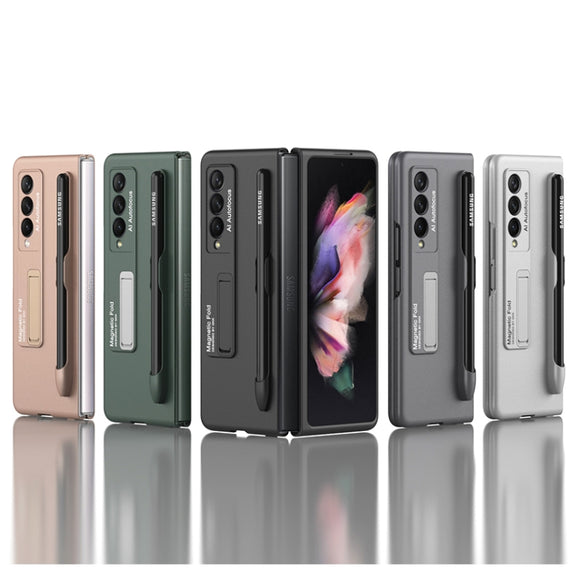 For Samsung Galaxy Z Fold3 5G GKK Ultra-thin PC Phone Flip Case with Holder & Pen Slot(Silver)