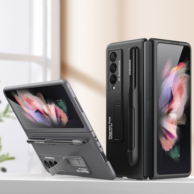 For Samsung Galaxy Z Fold3 5G GKK Ultra-thin PC Phone Flip Case with Holder & Pen Slot(Silver)