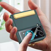 For Samsung Galaxy Z Flip3 5G GKK Ultra-thin Full Coverage Phone Flip Case with Wristband(Green)