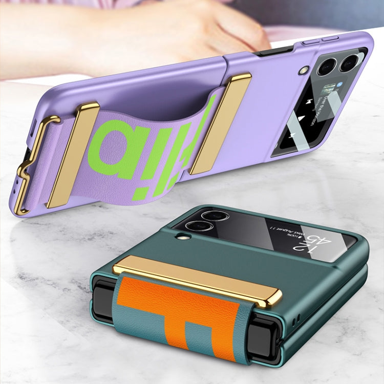 For Samsung Galaxy Z Flip3 5G GKK Ultra-thin Full Coverage Phone Flip Case with Wristband(Green)
