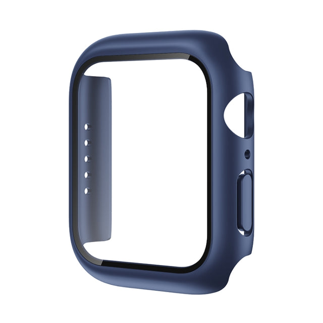 ROCK 2 in 1 PC Frame + Tempered Glass Protector Case For Apple Watch Series 9 / 8 / 7 45mmBlue) - Watch Cases by ROCK
