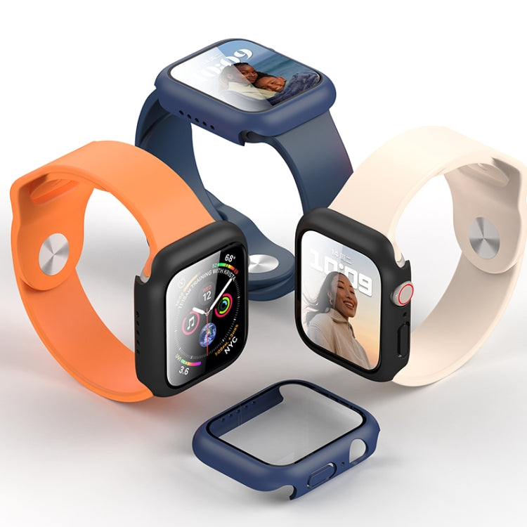 ROCK 2 in 1 PC Frame + Tempered Glass Protector Case For Apple Watch Series 9 / 8 / 7 45mmBlue) - Watch Cases by ROCK