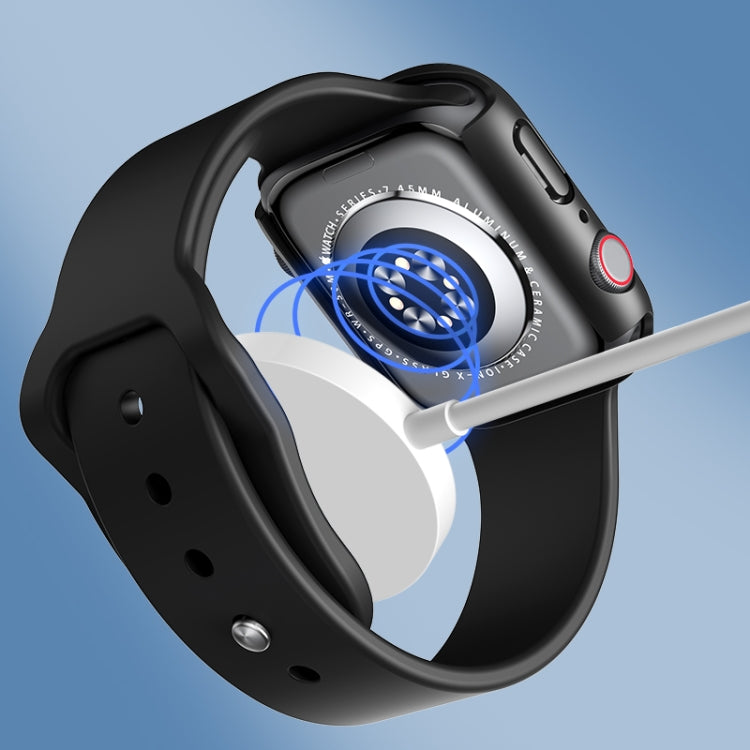 ROCK 2 in 1 PC Frame + Tempered Glass Protector Case For Apple Watch Series 9 / 8 / 7 45mmBlue) - Watch Cases by ROCK