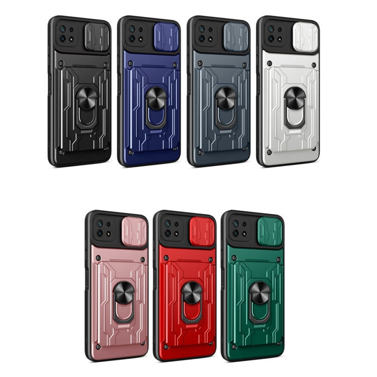 For Samsung Galaxy A22 5G Sliding Camshield Card Phone Case(Black)