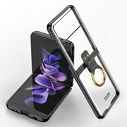 For Samsung Galaxy Z Flip3 5G GKK Phantom Electroplating Phone Case with Ring(Black)